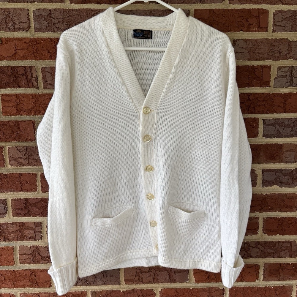 Vintage 60s‎ 70s Cardigan Sears The Put On Shop Sz 20 Off White Preppy Scholar